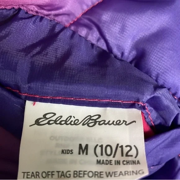 Eddie Bauer Girl's Reversible Pink and Purple Ombre Puffer Jacket Medium 10-12 - Picture 10 of 11